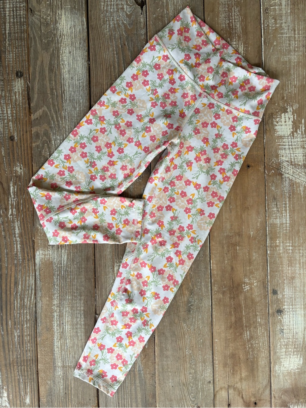 adidas 7/8 Floral Print Leggings in Pink and Green